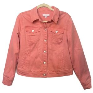 New Directions Petite Coral Pink Denim Jacket